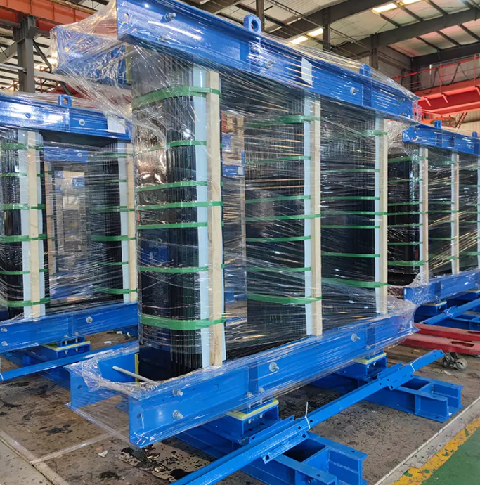 As diferentes partes de um transformador do tipo seco